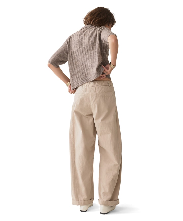 Barrel fit Cotton dames broek beige