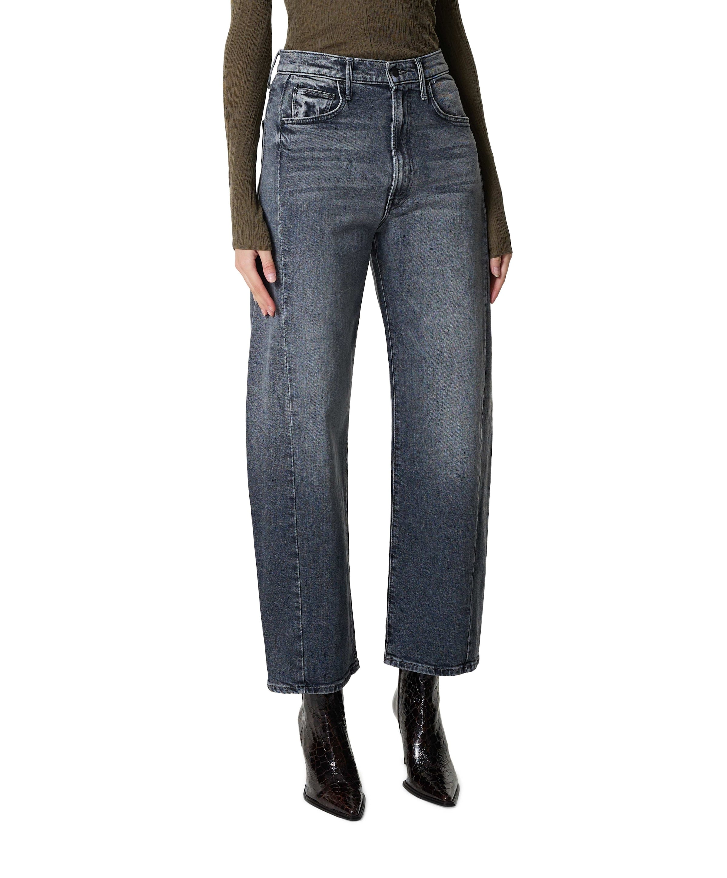 The half pipe flood dames jeans grijs