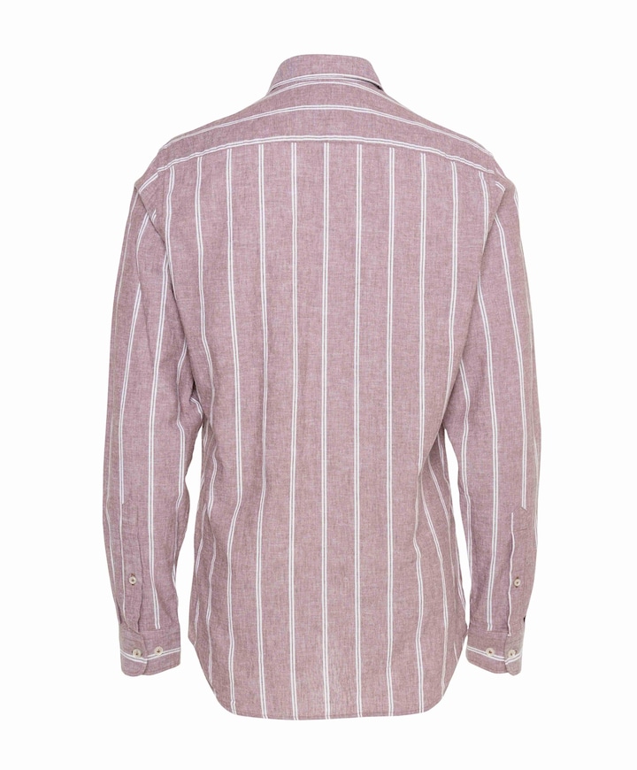 Heren overhemd lange mouw paars