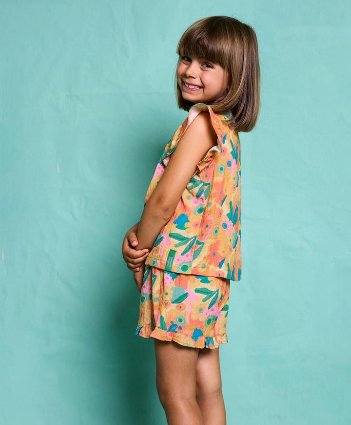 Meisjes blouse korte mouw multicolor