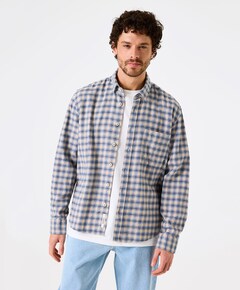 Heren overhemd lange mouw blauw