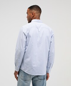 Heren overhemd lange mouw blauw