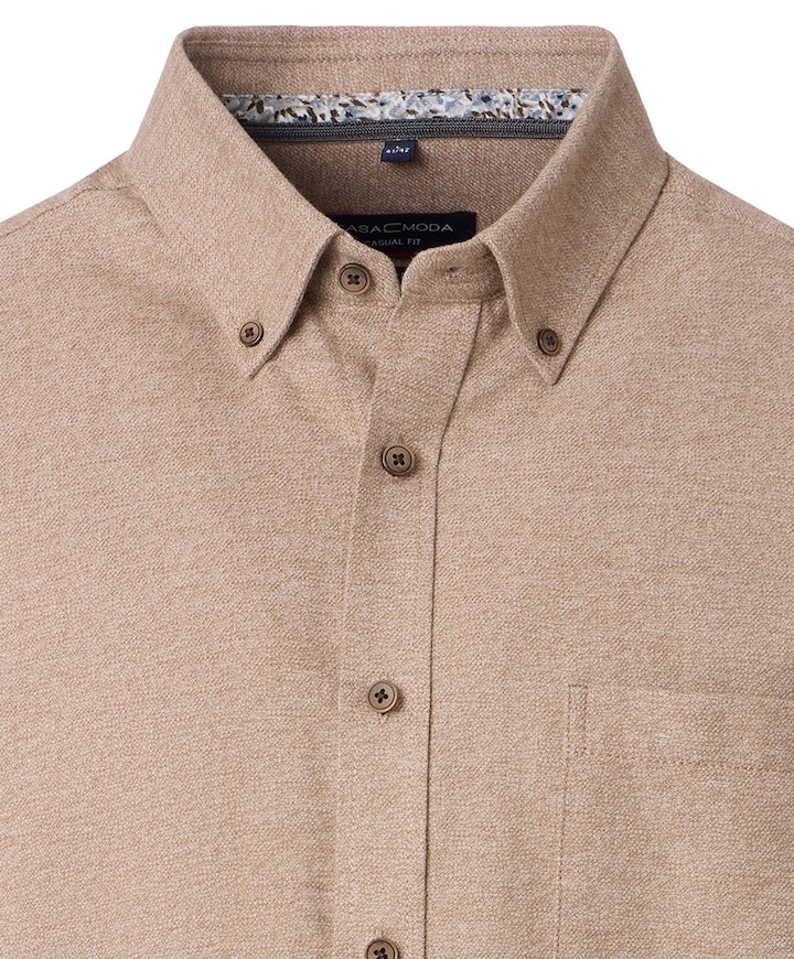 Heren overhemd lange mouw beige