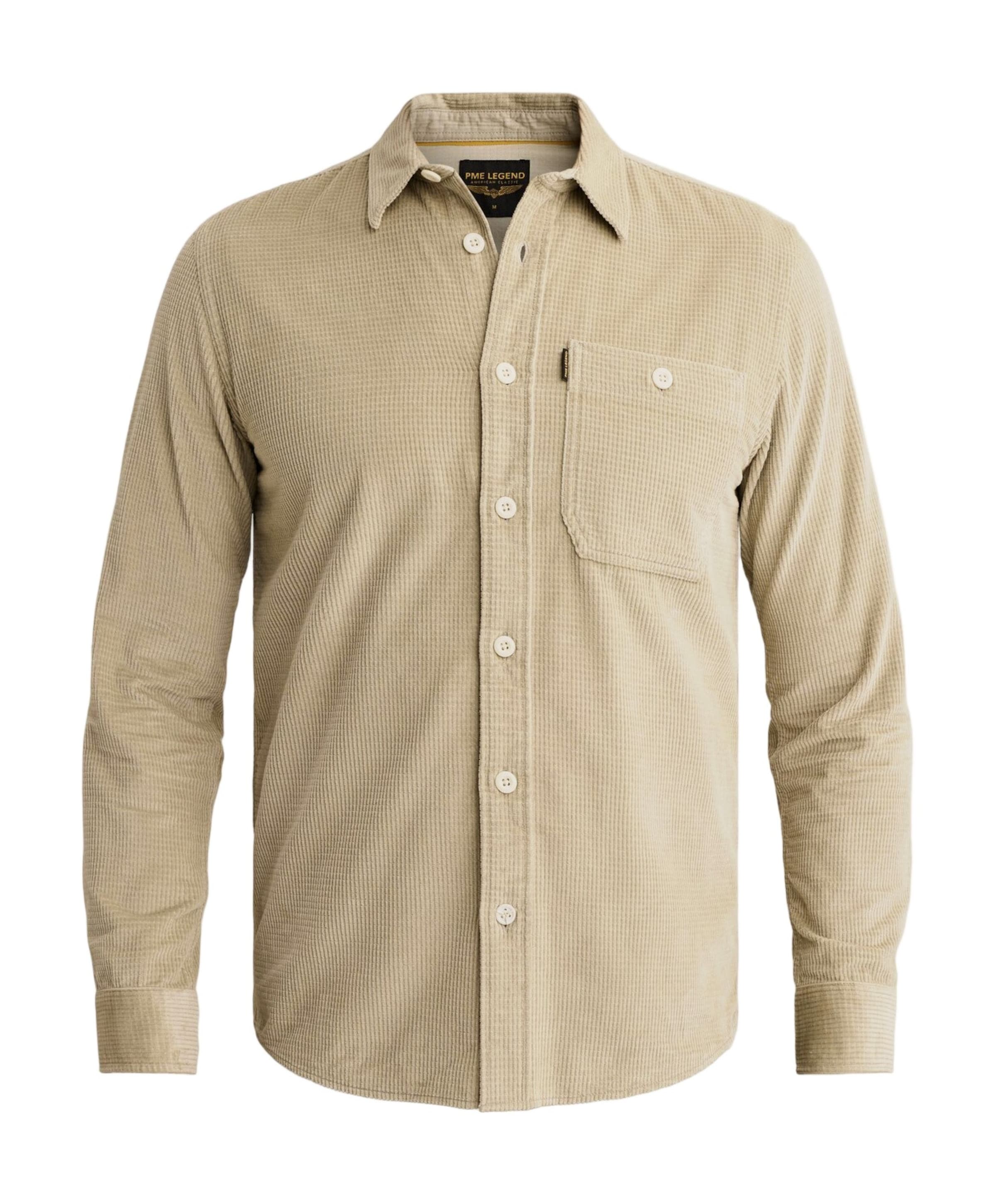 Heren overhemd lange mouw beige