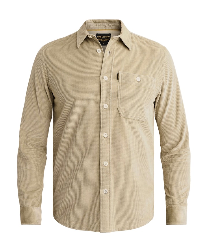 Heren overhemd lange mouw beige