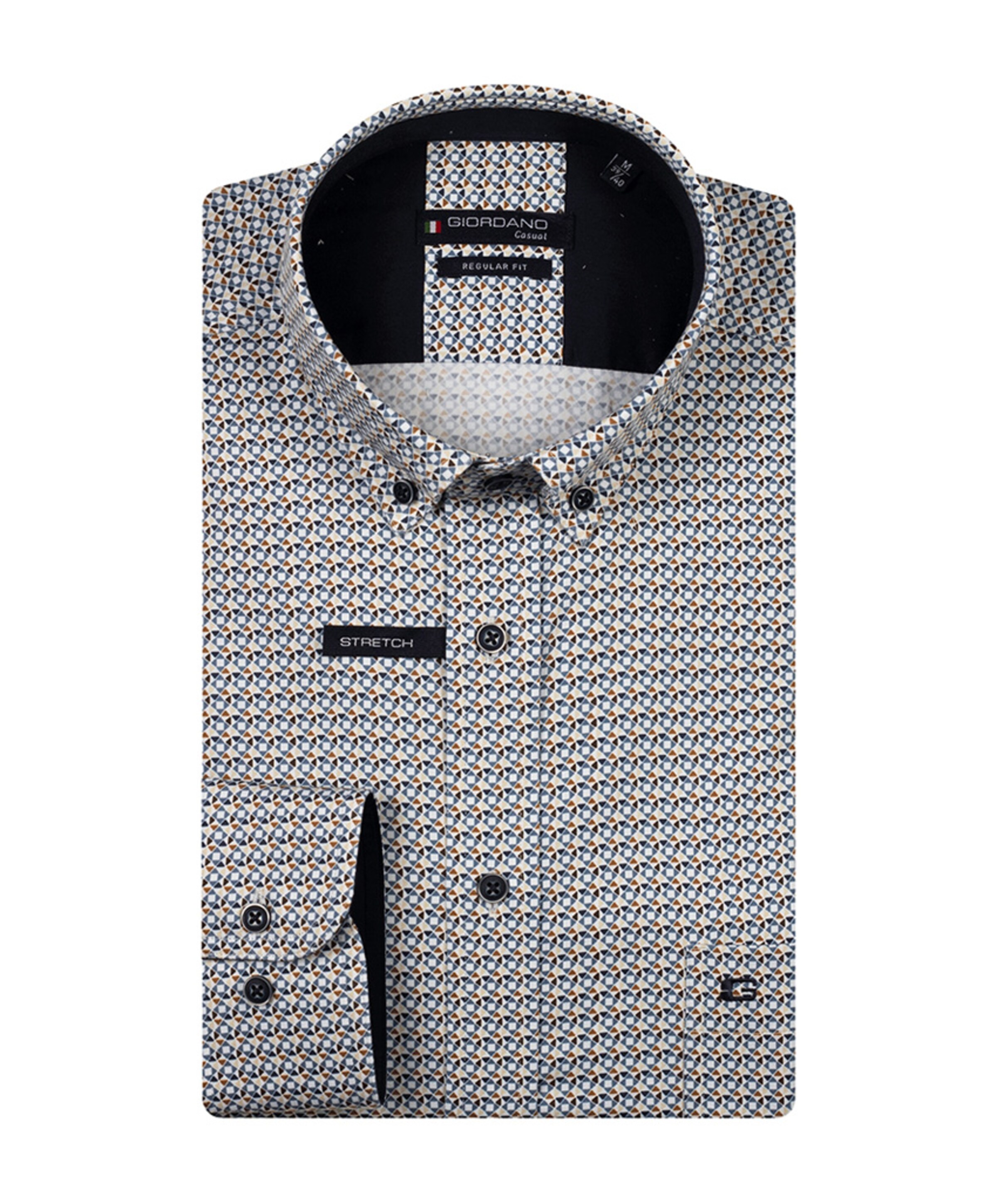 Heren overhemd lange mouw blauw