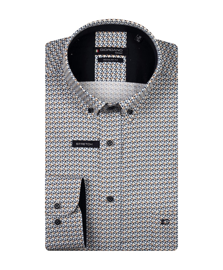 Heren overhemd lange mouw blauw