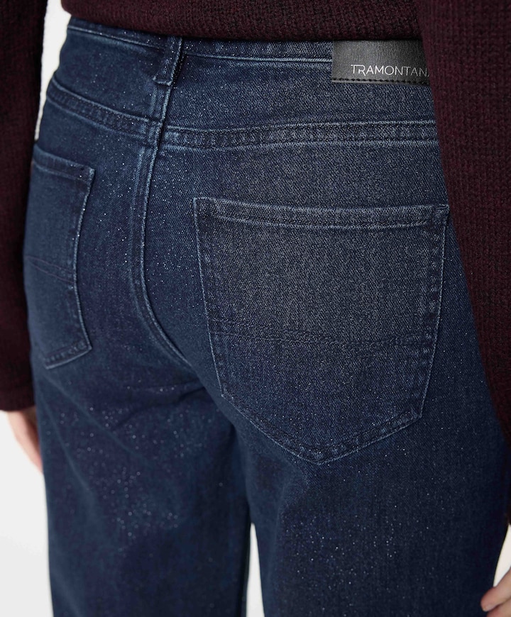 Lurex Wide-Leg Denim Trousers jeans blauw