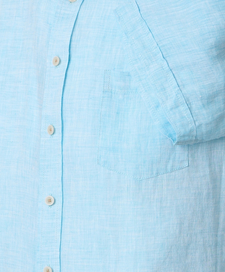 Heren overhemd korte mouw blauw