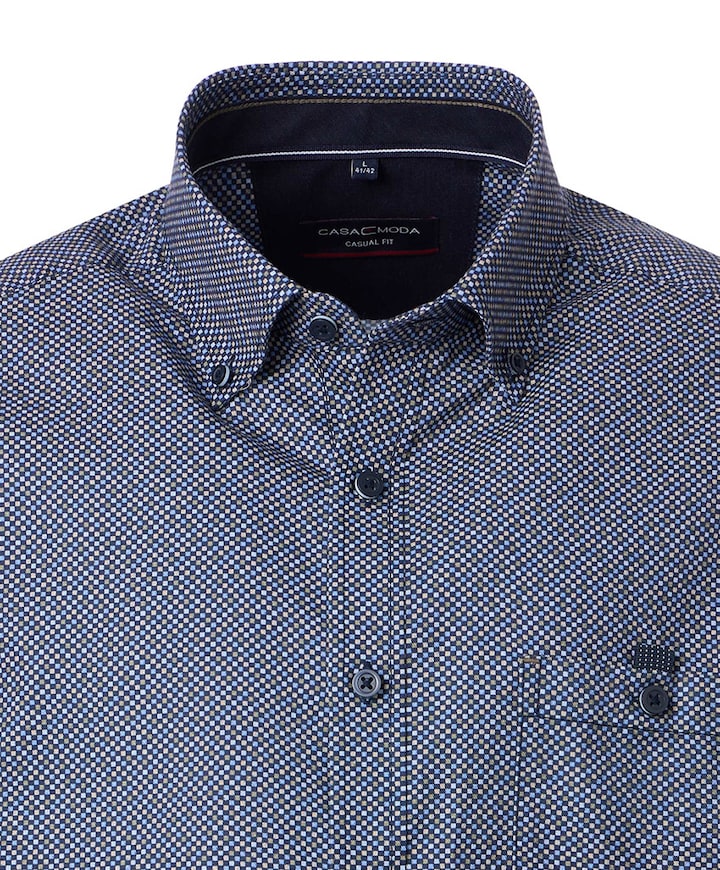 Heren overhemd lange mouw blauw