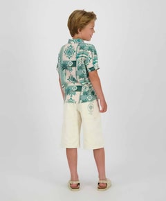 Jongens overhemd korte mouw beige