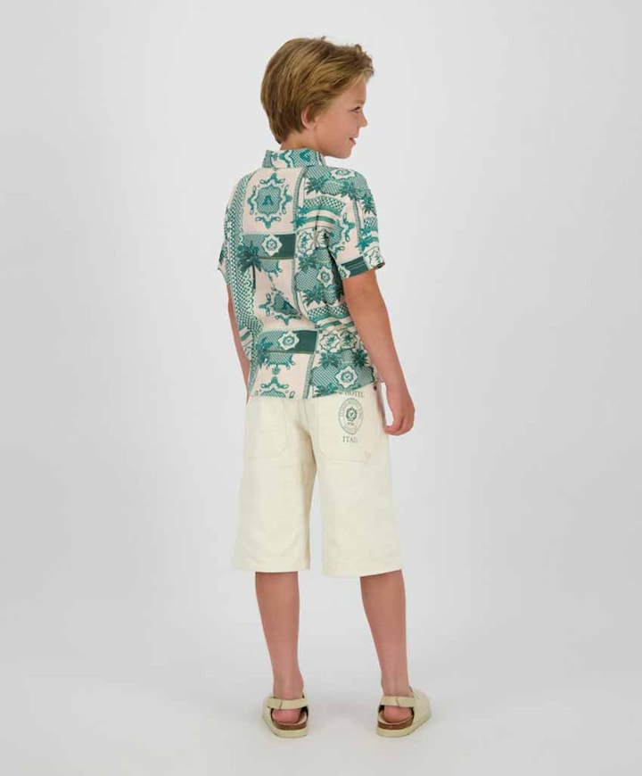 Jongens overhemd korte mouw beige