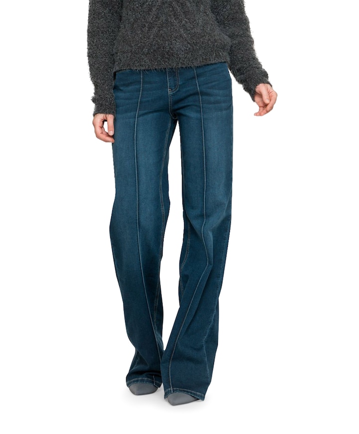 Straight turn-up jeans blauw