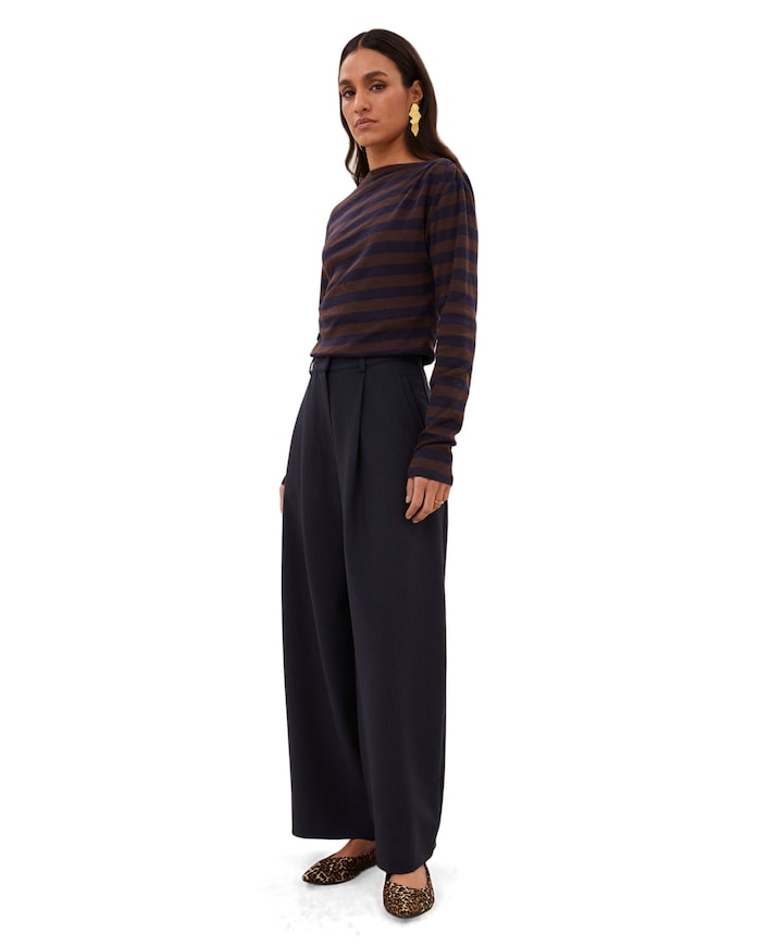 frida copper stripe dames broek blauw