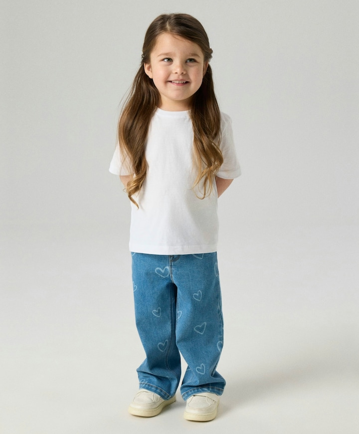NMFROSE WIDE AOP JEANS 4044-ON NOOS meisjes jeans blauw