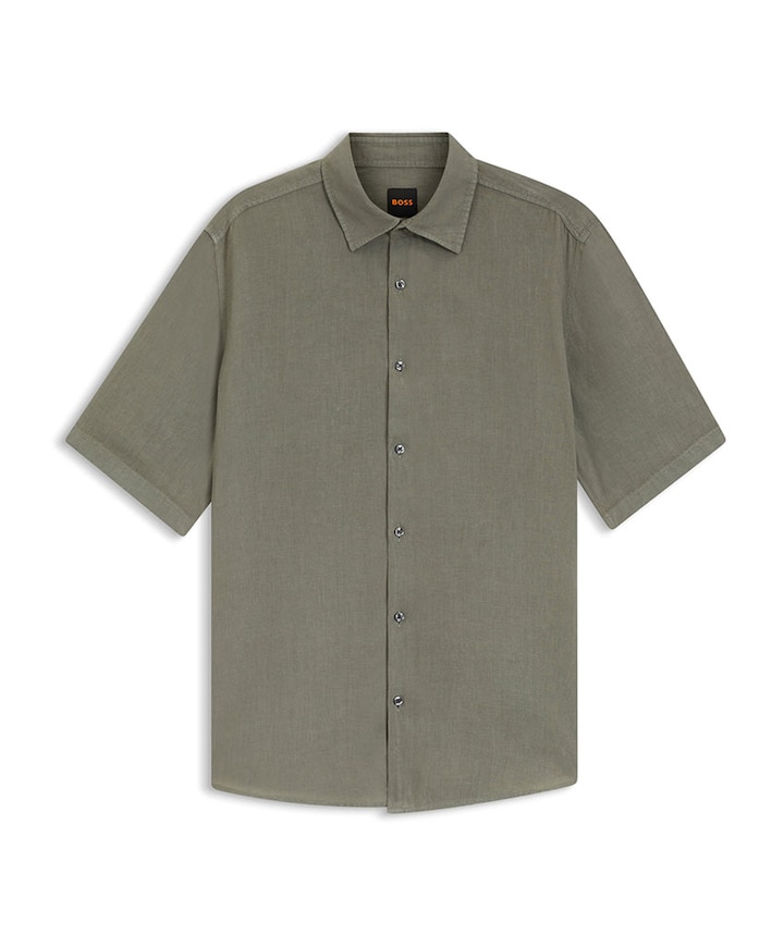 Heren overhemd korte mouw grijs