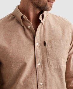 Heren overhemd lange mouw bruin