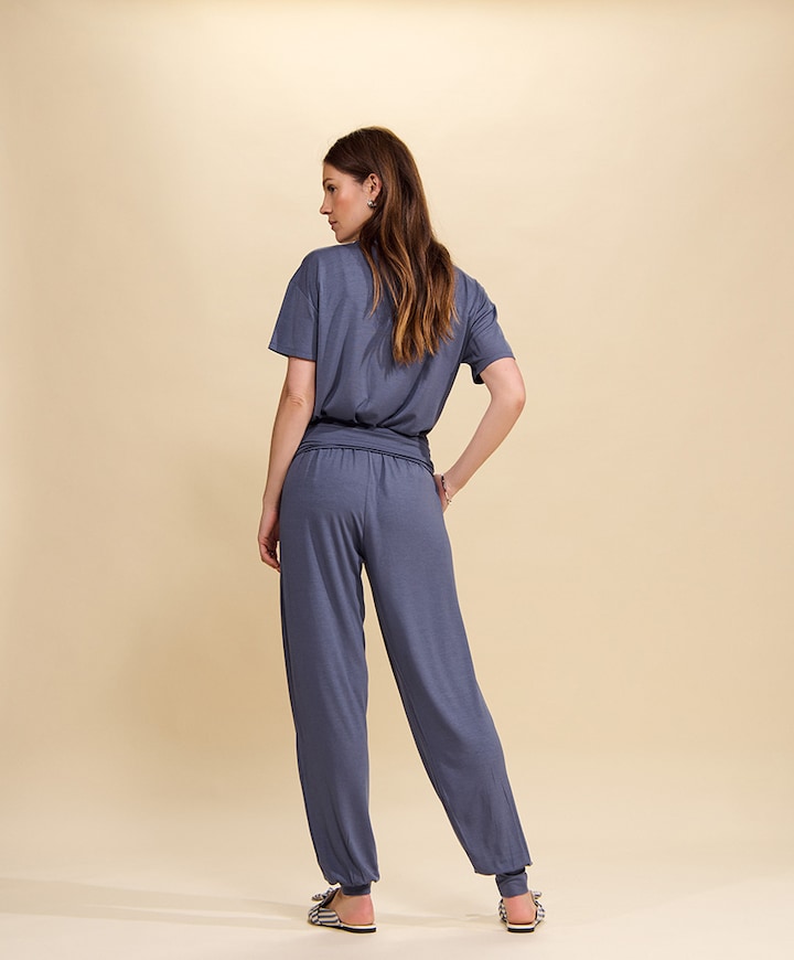 Dames pyjamatop blauw