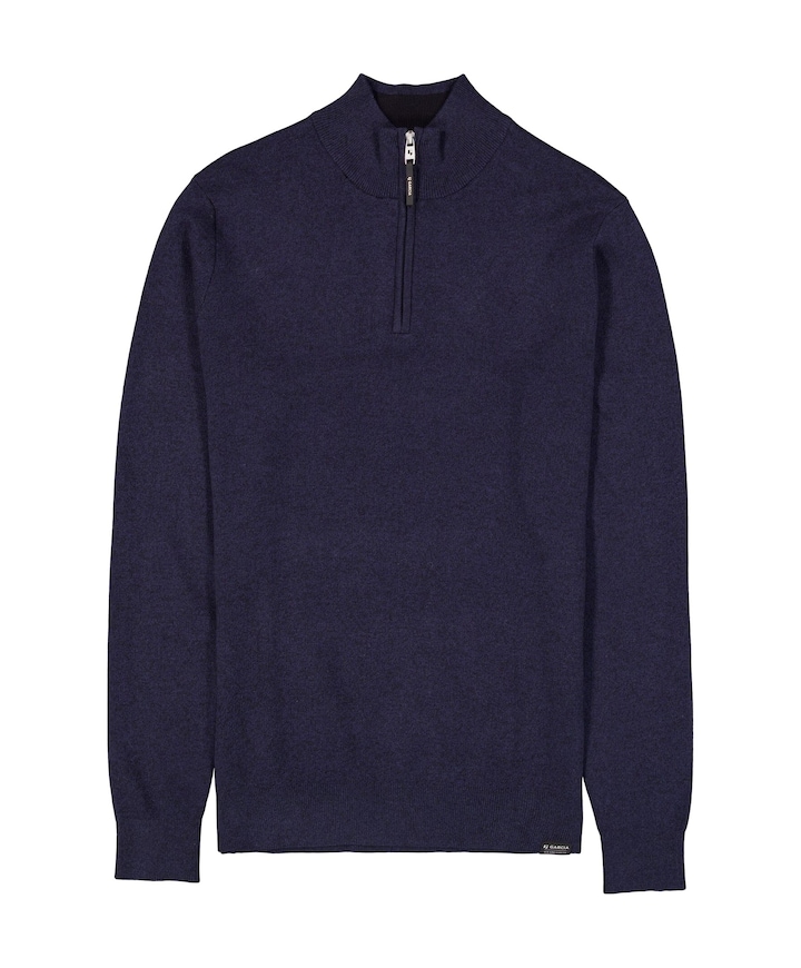 Heren trui met rits blauw