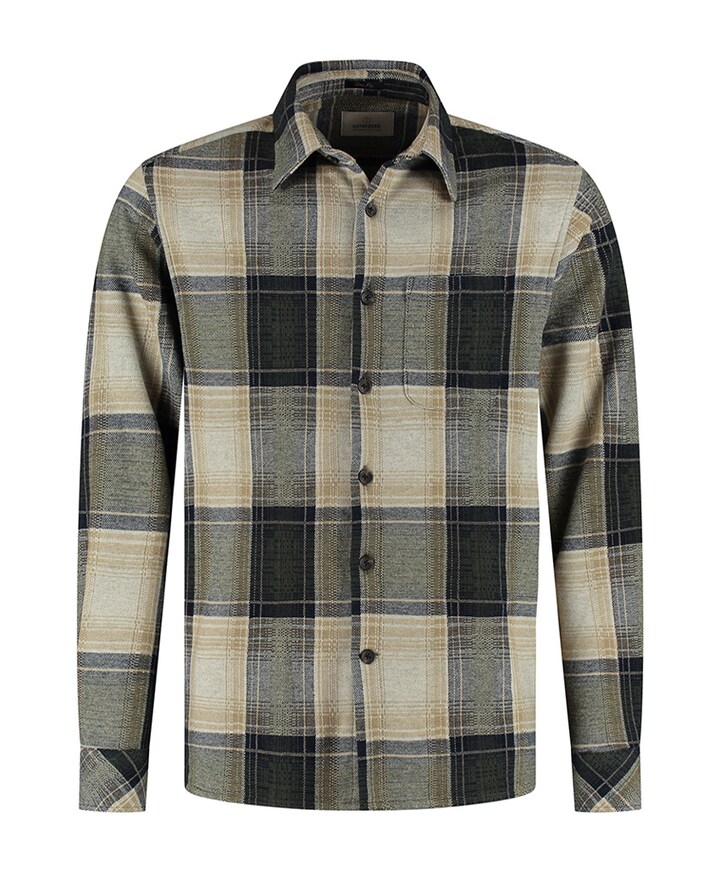 Heren overhemd lange mouw groen