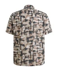 Heren overhemd korte mouw beige
