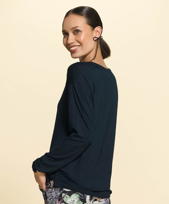 Dames pyjamatop blauw