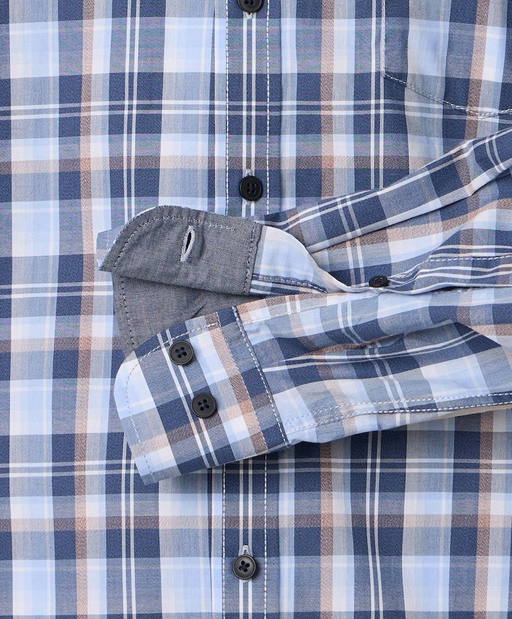 Heren overhemd lange mouw blauw