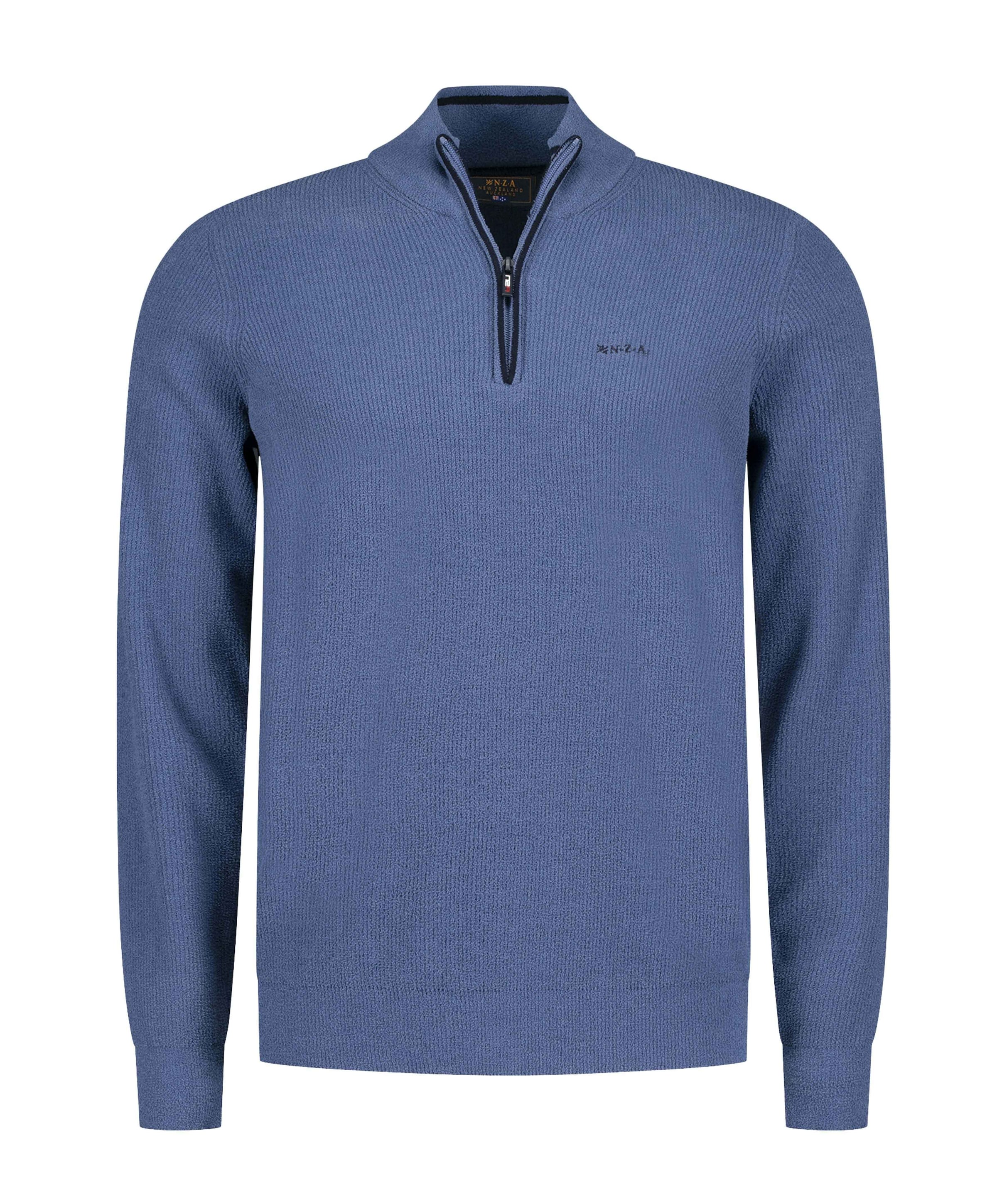 Heren trui met rits blauw