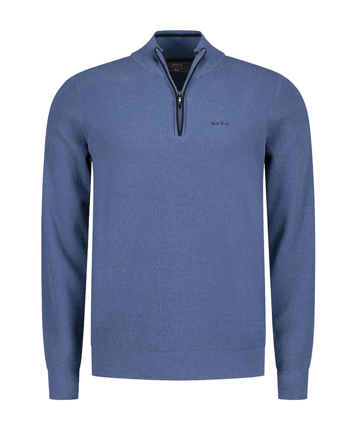 Heren trui met rits blauw