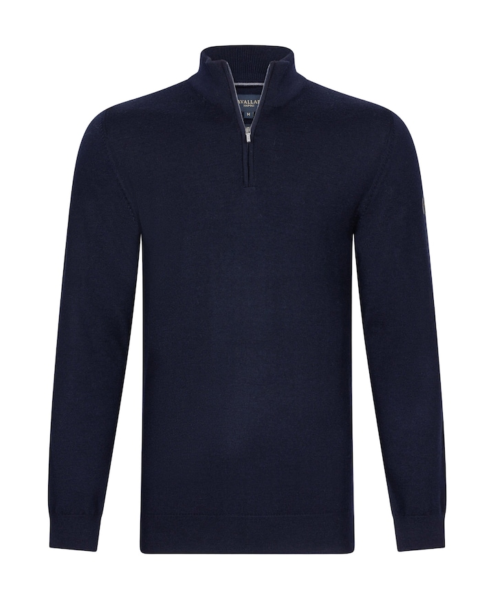 Heren trui met rits blauw