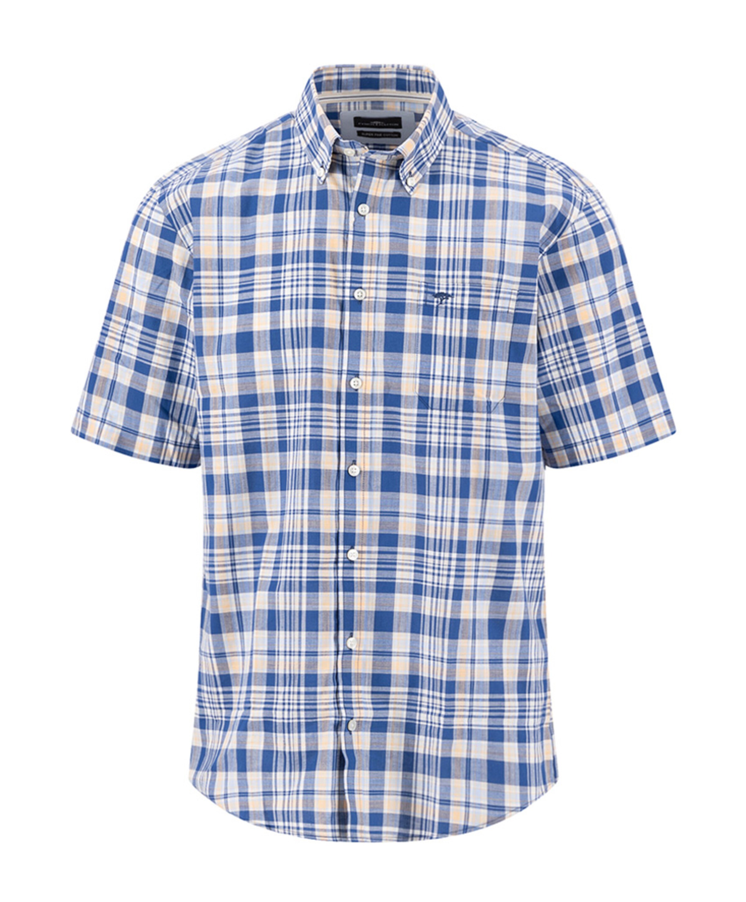Heren overhemd korte mouw blauw