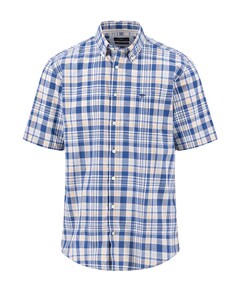Heren overhemd korte mouw blauw