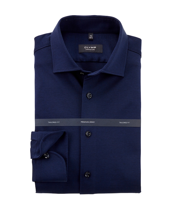 Heren overhemd lange mouw blauw