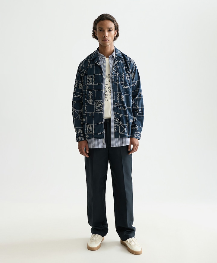 Heren overhemd lange mouw blauw