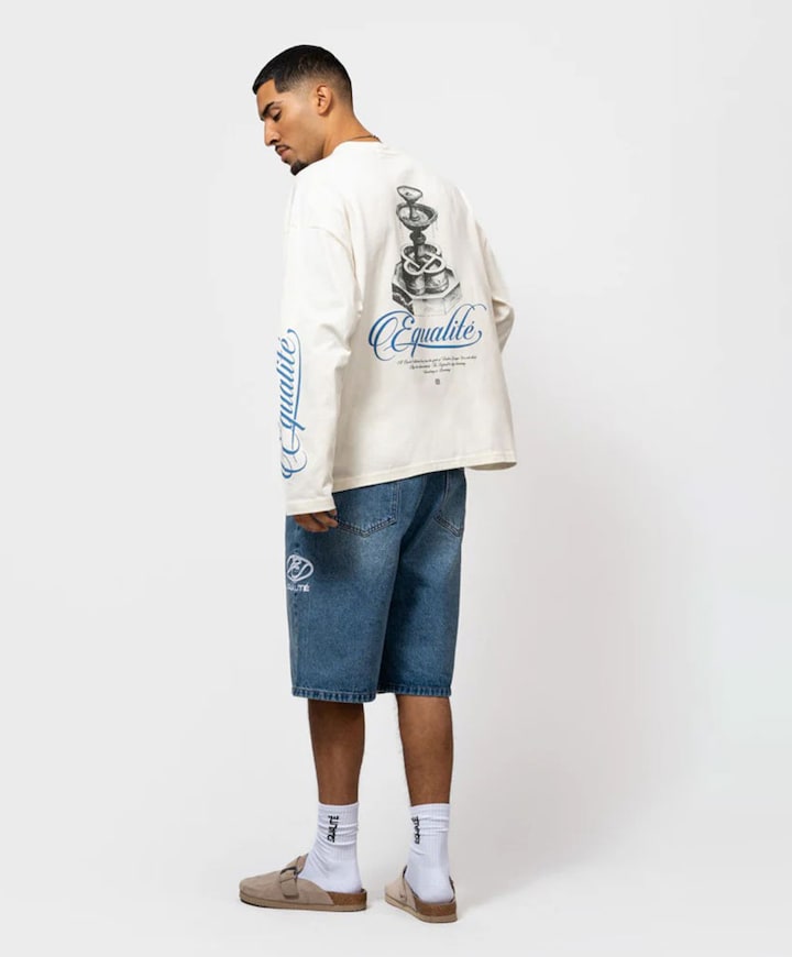 Uniseks longsleeve ecru