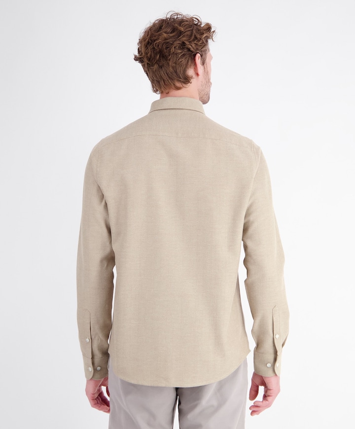 Heren overhemd lange mouw beige