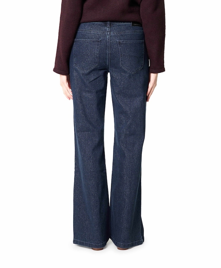 Lurex Wide-Leg Denim Trousers jeans blauw