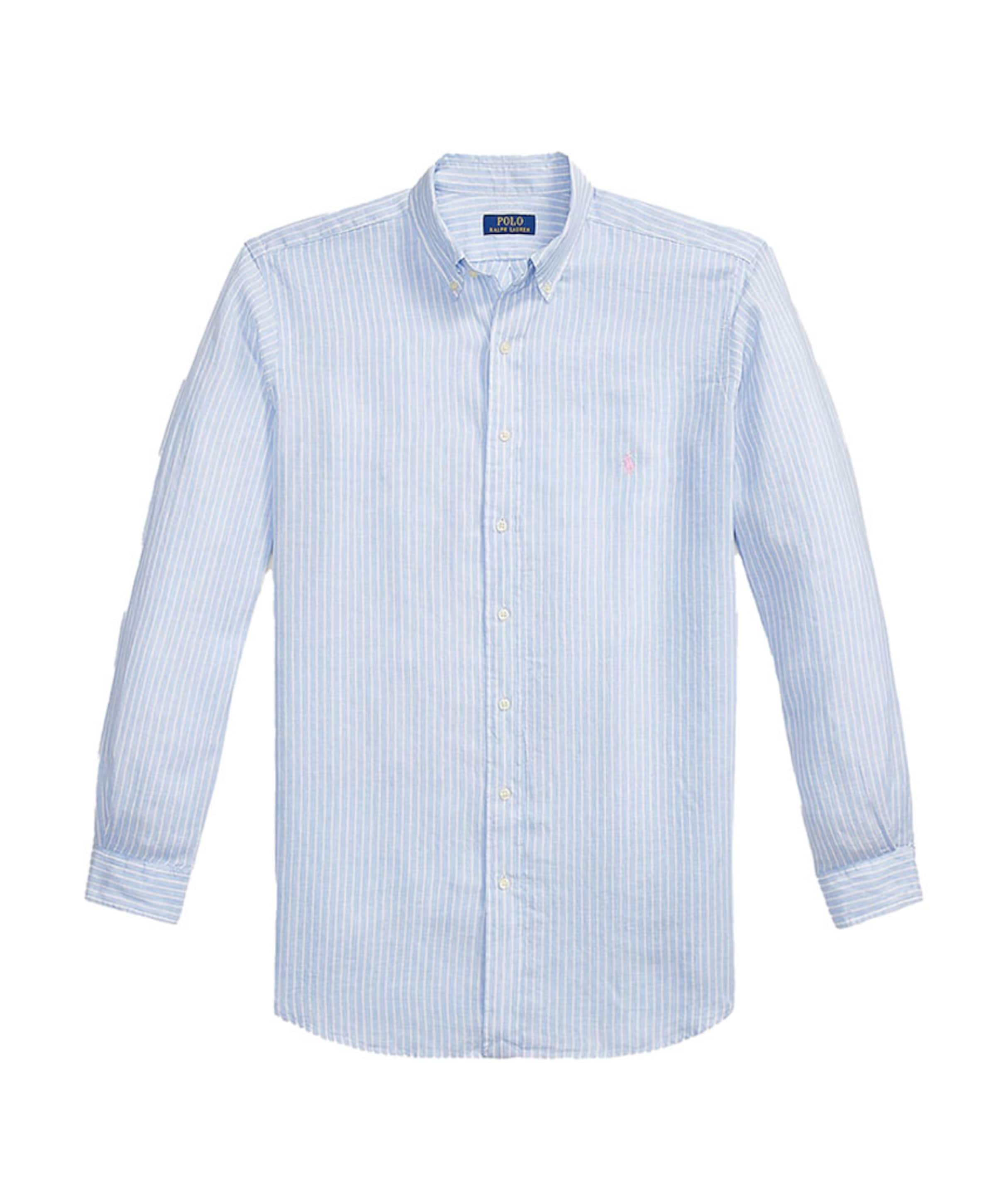 Heren overhemd lange mouw blauw