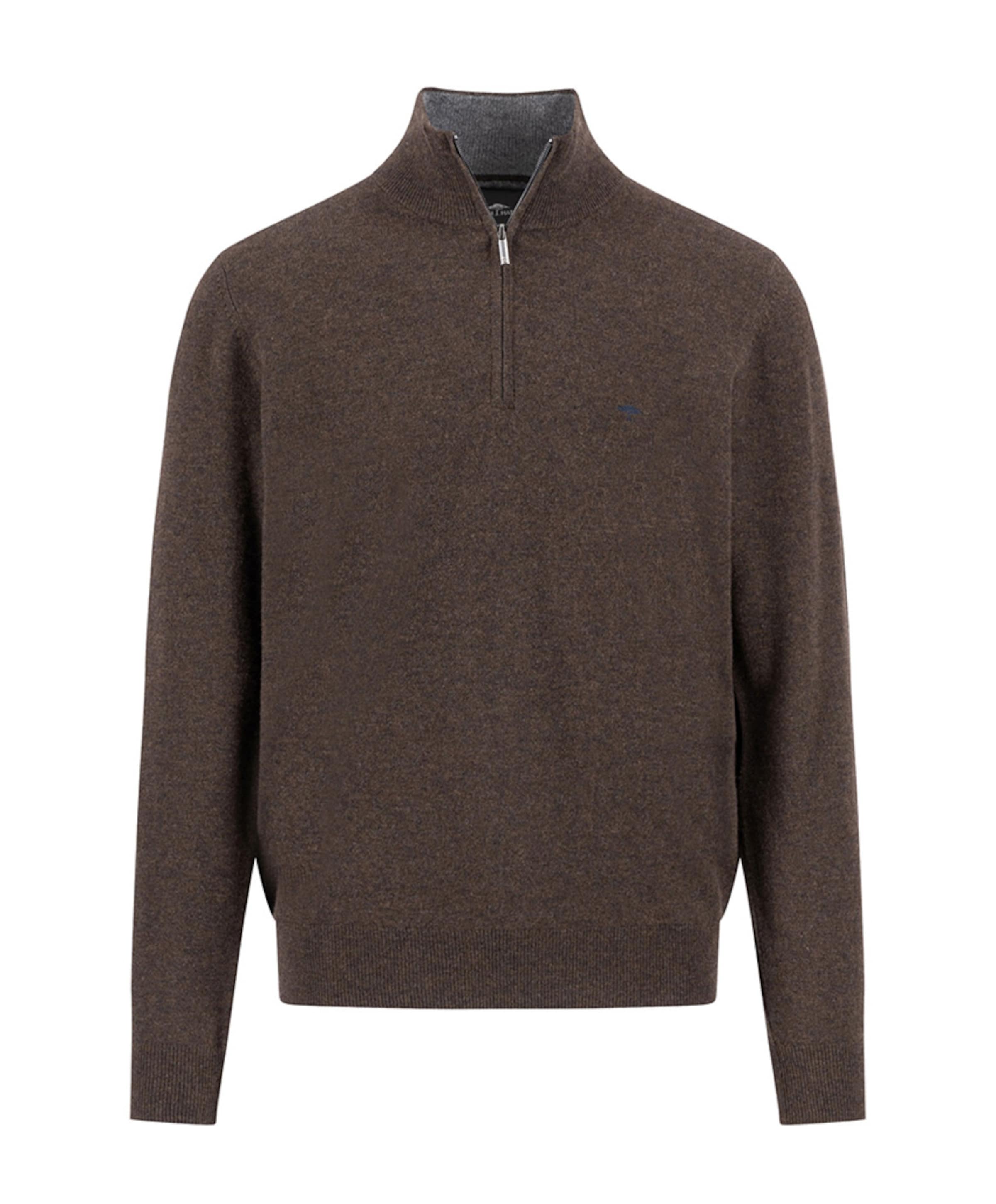 Heren trui met rits bruin