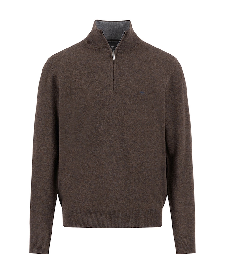 Heren trui met rits bruin