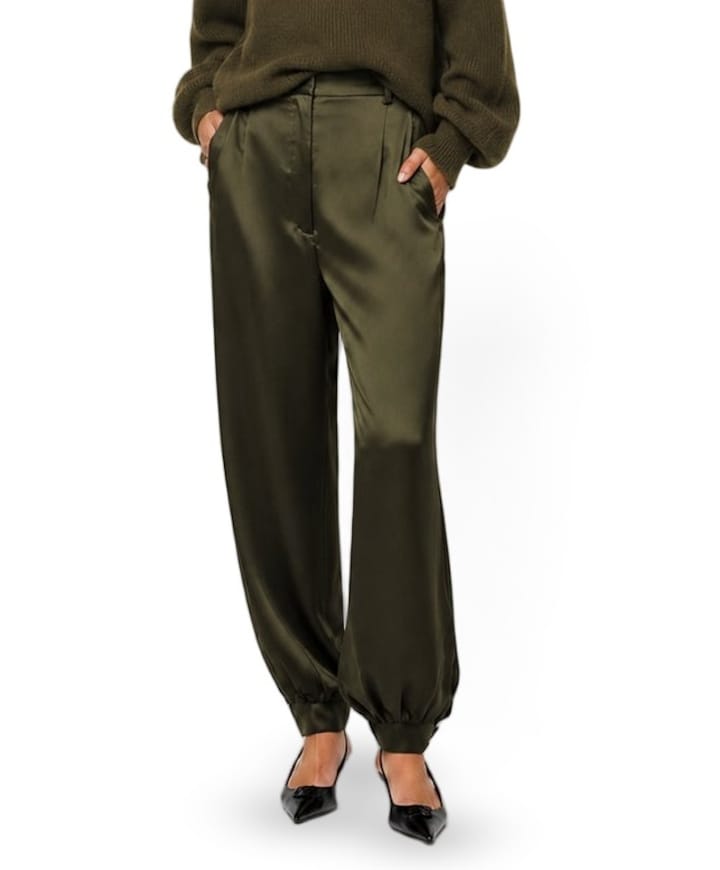 Delancy Bold Satin Balloony Pants  dames broek groen