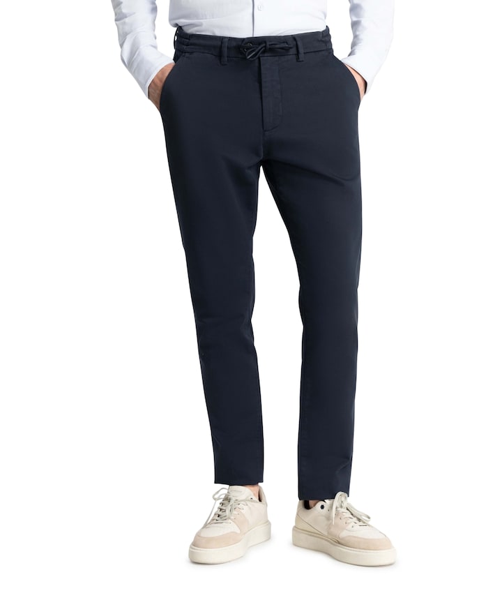 Lancaster Twill Knit Tapered Jogger heren broek blauw