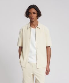 Heren overhemd korte mouw beige