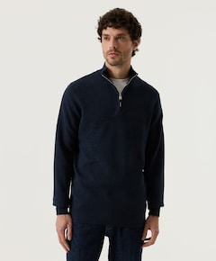 Heren trui met rits blauw