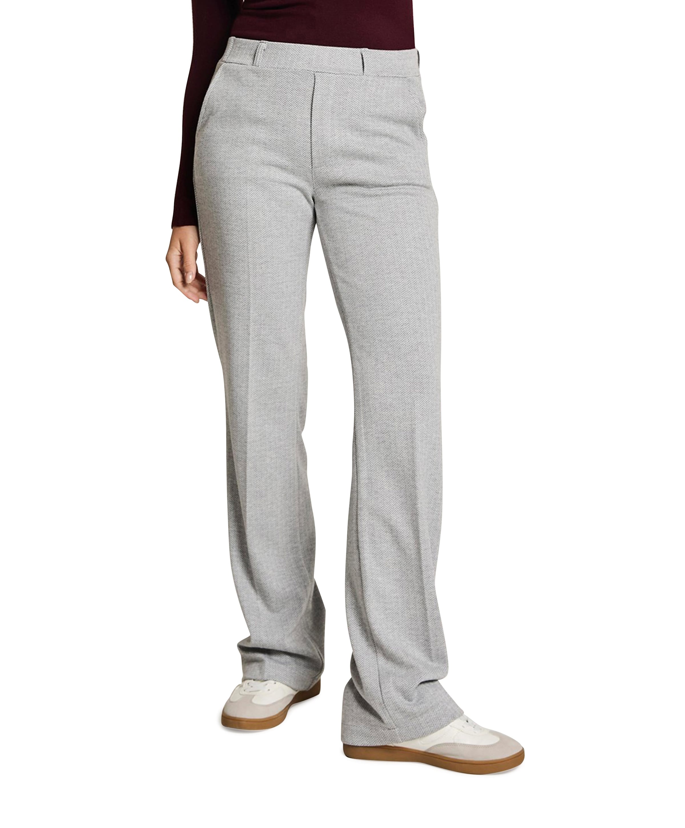 Hannah (Elastic) - Knitted Jacquard broek beige