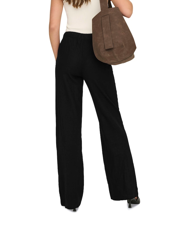 ONLGOA MW LINEN BL PULL-UP PANT CC dames broek zwart