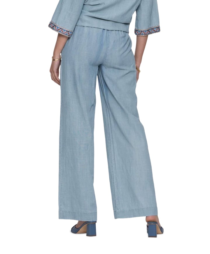 Pants chambray dames broek blauw