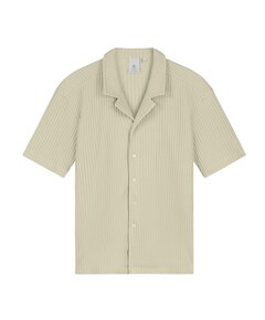 Heren overhemd korte mouw beige