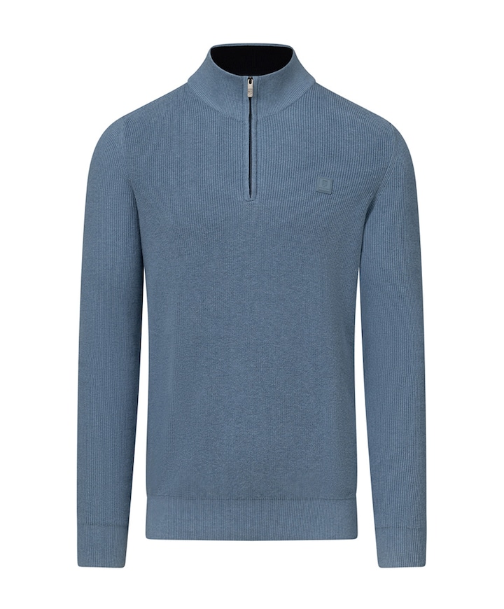 Heren trui met rits blauw