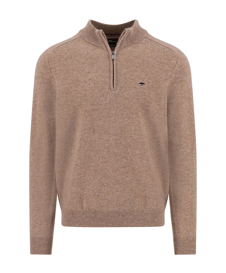 Heren trui met rits beige